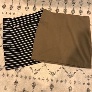 BCBG and American Eagle stretch mini skirts